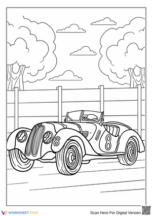 Vintage BMW Race Car Coloring Page
