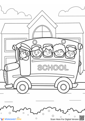 Happy School Bus Ride Coloring Page for Kids