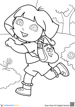 Dora Exploring with Backpack Coloring Page