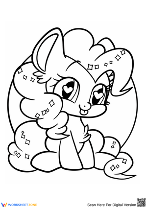 Sparkling Pinkie Pie Coloring Page with Heart Eyes