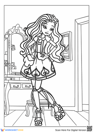 Ever After High Doll Standing by Vanity Coloring Page