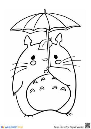 Totoro with Umbrella Coloring Page