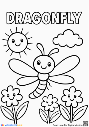 Happy Cartoon Dragonfly Coloring Page for Kids
