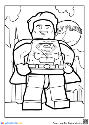 LEGO Superman in Metropolis Coloring Page
