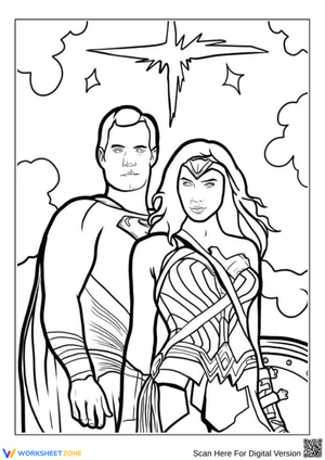 Superman and Wonder Woman Team Coloring Page