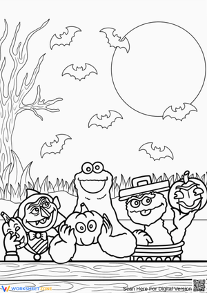 Sesame Street Halloween Night Coloring Page