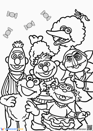 Sesame Street Halloween Party Coloring Page