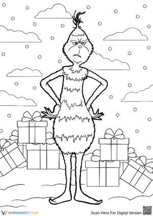 Grinch Holiday Presents Coloring Page