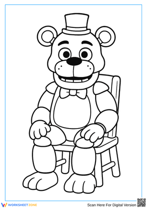 Golden Freddy Sitting Coloring Page