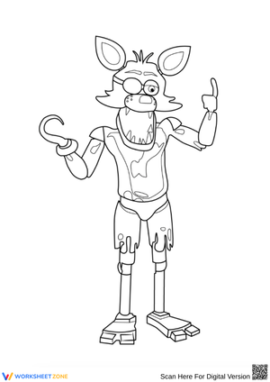 Foxy Coloring Page – Pointing Pirate Animatronic Pose