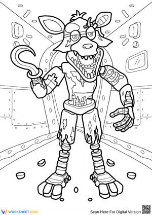Foxy Coloring Page – Pirate Animatronic in Action
