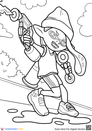 Splatoon Inkling on the Move Coloring Page