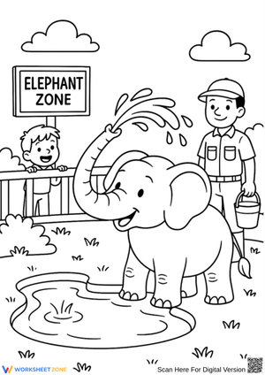 Elephant at the Zoo Coloring Page