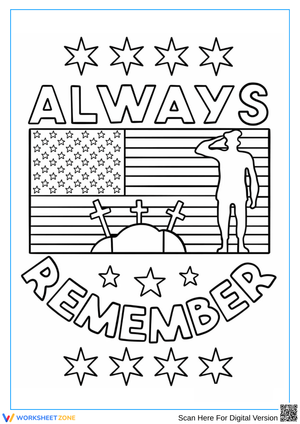 Memorial Day Coloring Page – Always Remember Tribute