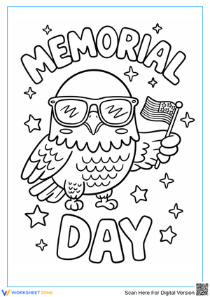 Patriotic Eagle Memorial Day Coloring Page