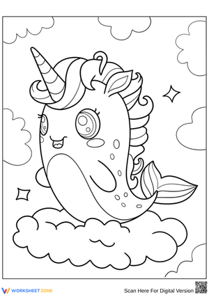 Magical Narwhal Unicorn Coloring Page for Kids
