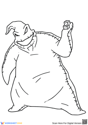 Classic Oogie Boogie Coloring Page with Dice in Hand