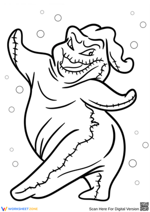 Dancing Oogie Boogie Coloring Page – Halloween Villain Fun