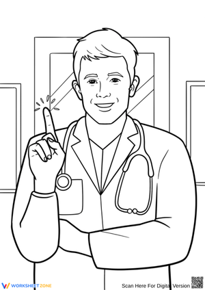 Confident Doctor Coloring Page for Kids and Classrooms