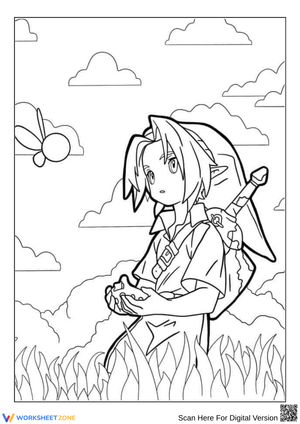 Young Link in the Meadow Coloring Page – Legend of Zelda
