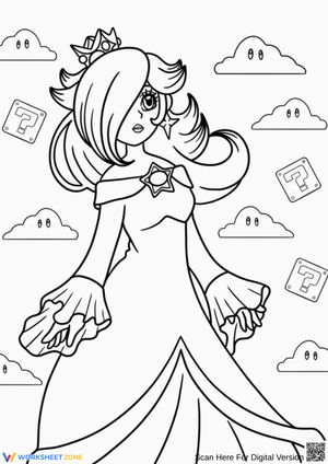 Graceful Rosalina Coloring Page with Mystery Blocks