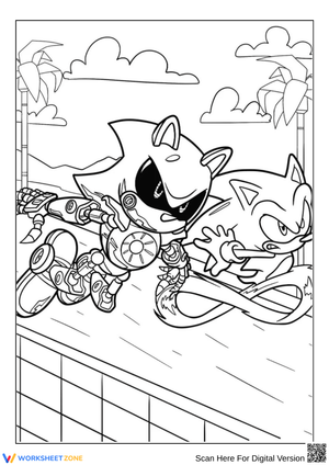 Sonic vs. Metal Sonic Coloring Page – High-Speed Showdown
