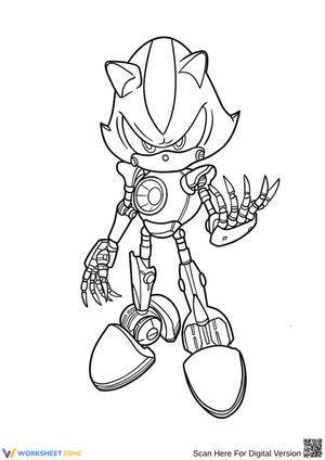 Metal Sonic Coloring Page – Robotic Rival Ready for Action