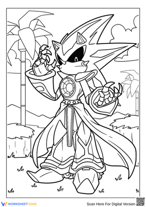 Neo Metal Sonic in Jungle – Coloring Page for Kids