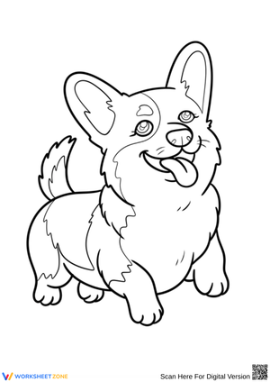 Happy Corgi Coloring Page with Tongue Out