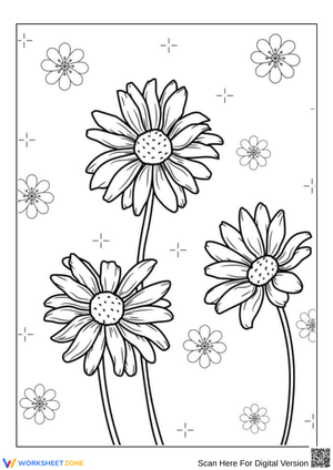 Daisy Flower Pattern Coloring Page