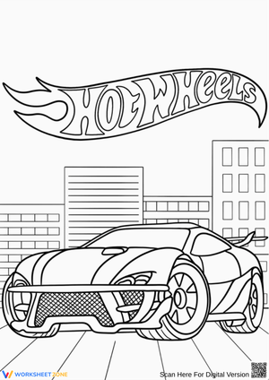 Hot Wheels Coloring Page – Speedy Car in City Streets