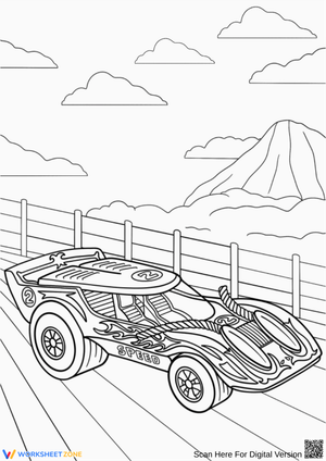 Hot Wheels Coloring Page – Speed Car on Mountain Road