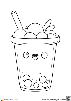 Smiling Boba Cup Coloring Page