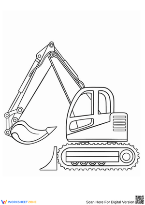 Simple Excavator Coloring Page for Kids