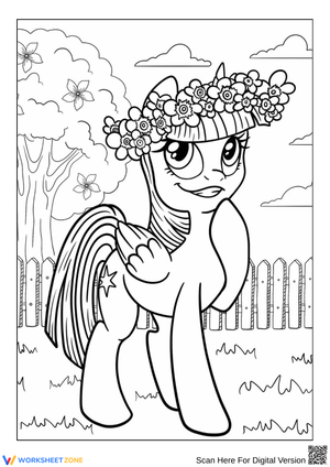 Twilight Sparkle with Flower Crown Coloring Page