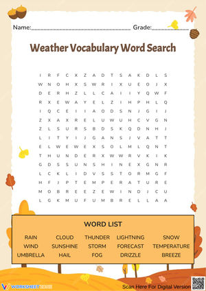 Weather Vocabulary Word Search Puzzle
