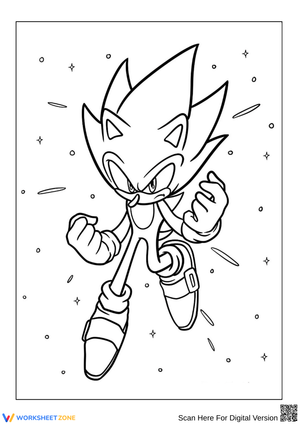Powerful Hyper Sonic Coloring Page for Kids