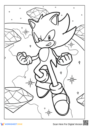 Epic Hyper Sonic Coloring Page with Chaos Emeralds