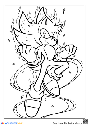 Fiery Hyper Sonic Coloring Page in Action Pose
