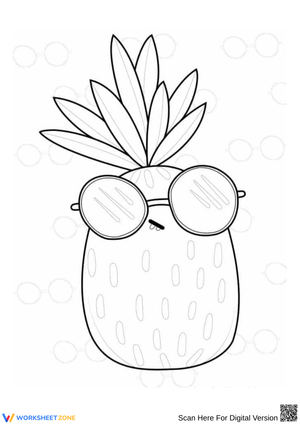 Cool Pineapple with Sunglasses Coloring Page