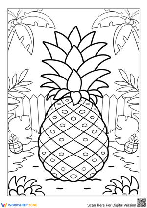 Giant Pineapple in the Garden Coloring Page