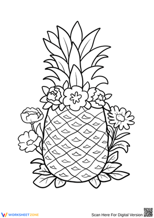 Floral Pineapple Coloring Page