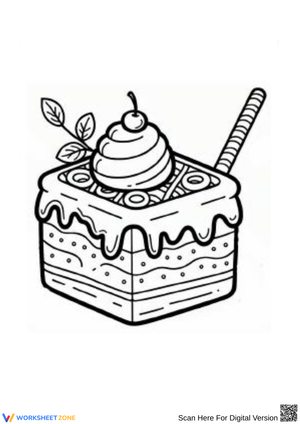 Square Shape and Dessert Slice Coloring Pages for Kids