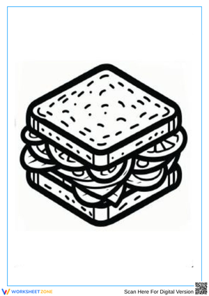 Square Sandwich Coloring Page for Kids