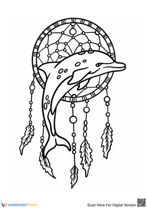 Dolphin Dreamcatcher Coloring Page for Ocean-Inspired Creativity