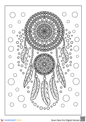 Mandala Dreamcatcher Coloring Page for Relaxation 
