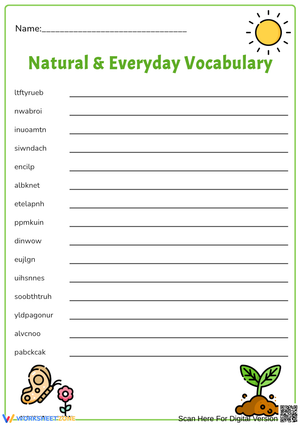 Natural & Everyday Vocabulary Unscramble