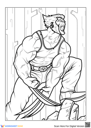 Wolverine Roaring Action Pose Coloring Page