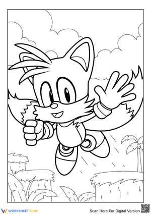 Tails Flying Over Jungle Platform Coloring Page