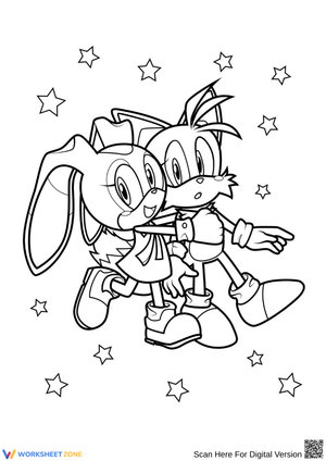Tails and Cream Starry Night Coloring Page